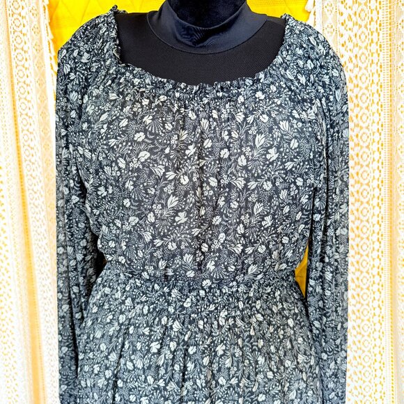 Knox Rose Black Floral Tiered Prairie Maxi Dress Size XL - Cottagecore - Picture 5 of 11